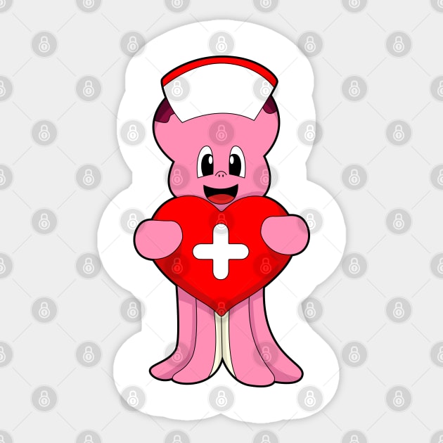 Octopus as Nurse with Heart Sticker by Markus Schnabel